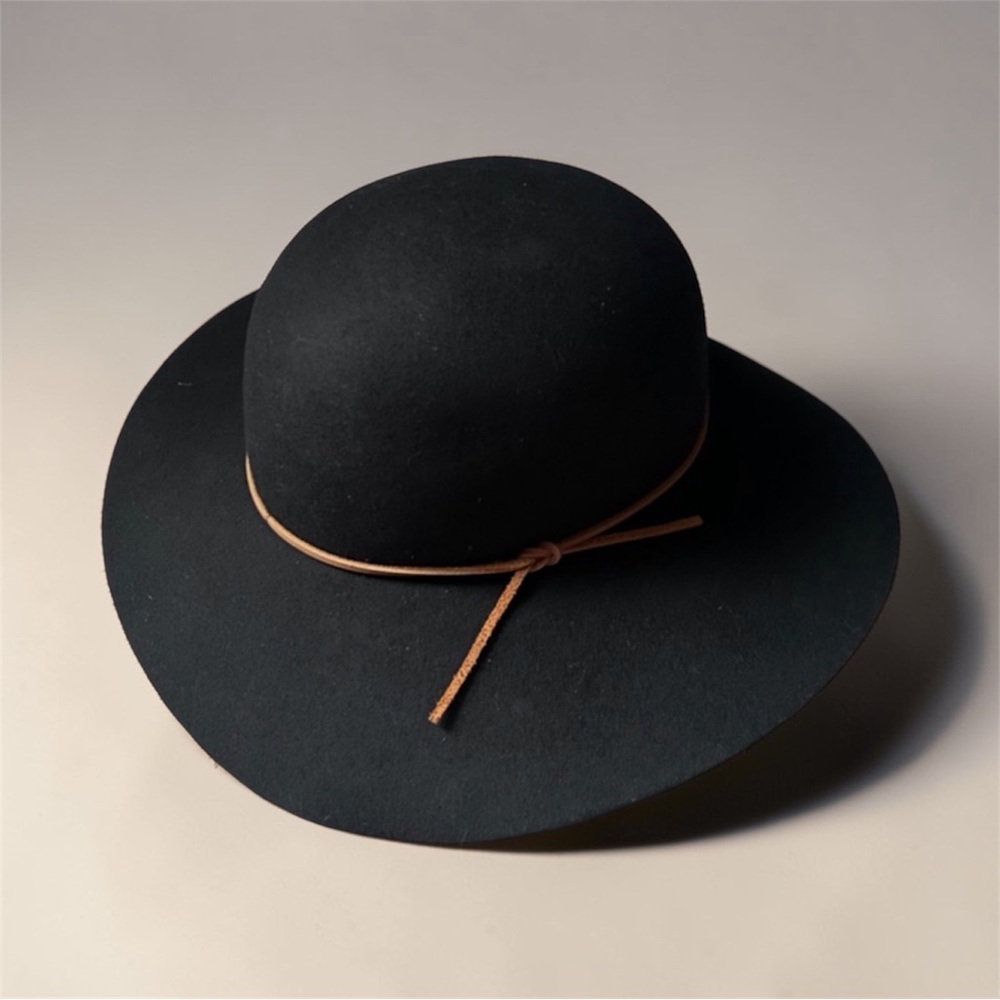 NWT Phenix 100% Wool Wide Brim Hat Leather Trim Western Boho Ranch Equestrian